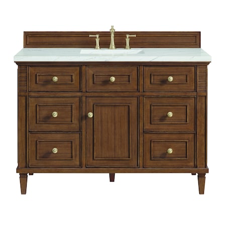 James Martin Vanities 48'' Single Vanity, Mid-Century Walnut w/ 3 CM Ethereal Noctis Quartz Top 424-V48-WLT-3ENC